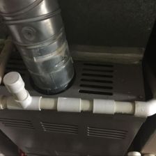 AC drain line connected to the indoor and outdoor units