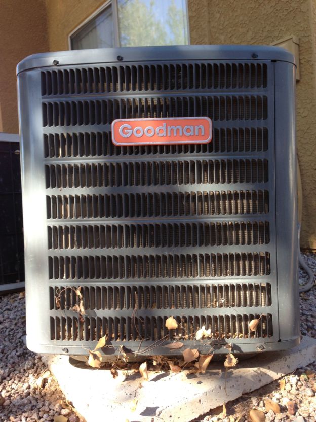 example of a dirty condenser on an outdoor unit