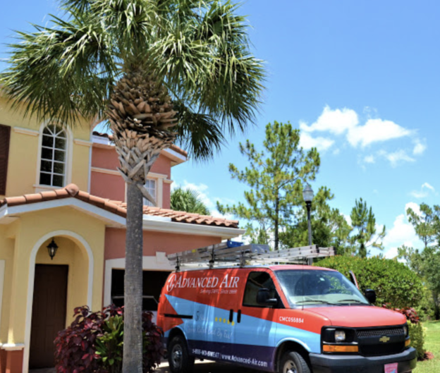 Advanced Air truck parked in house's driveway